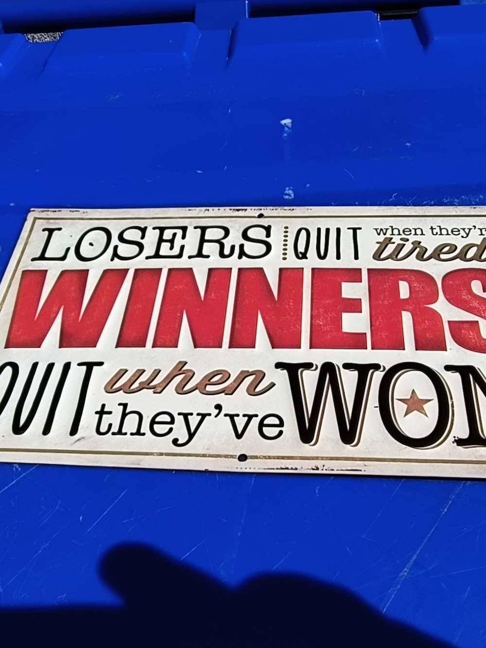 Motivational Wall Sign "Winners" - Red, Black, Cream 10 X 6